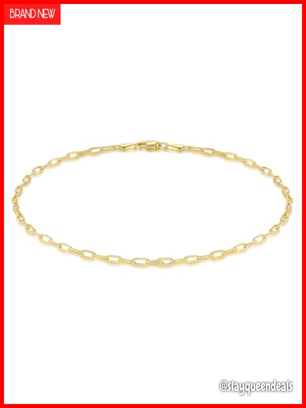 14K Gold Paperclip Chain Anklet Lobster Claw 9-11 Inches